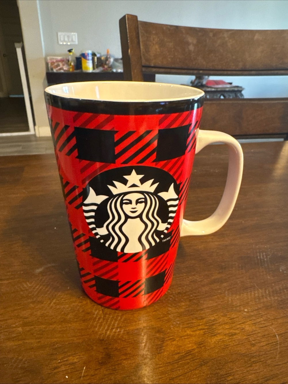 Starbucks Red Plaid Ceramic Coffee Mug